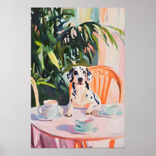 Retro Dalmatian Poster, Dalmatian Oil Painting Poster