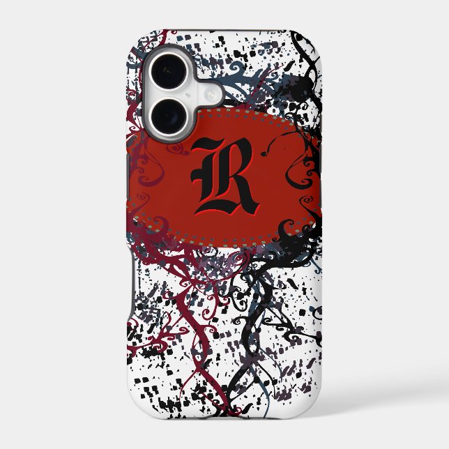Retro Damask Pattern with Monogram Letter R (Back)