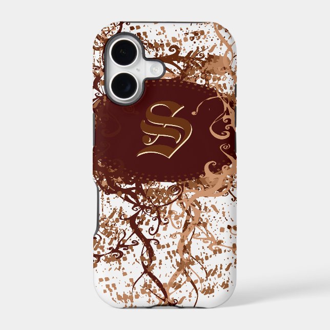 Retro Damask Pattern with Monogram Letter S (Back)
