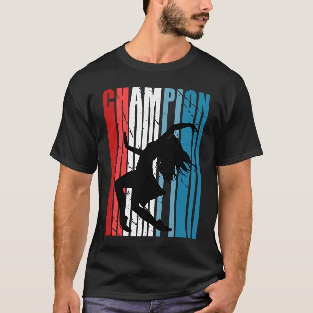 Retro Dance Birthday Champion Silhouette Red White T-Shirt (Front)
