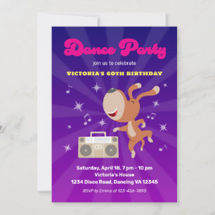 Retro Dance Disco Milestone 60th Birthday Party Invitation