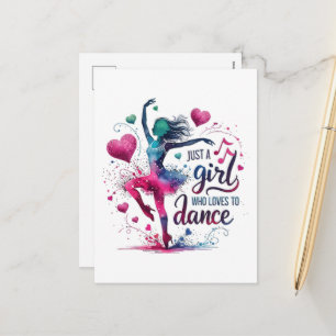 Retro Dance Just A Girl Who Loves to Dance Holiday Postcard
