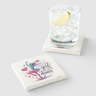 Retro Dance Just A Girl Who Loves to Dance Stone Coaster