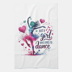 Retro Dance Just A Girl Who Loves to Dance Tea Towel