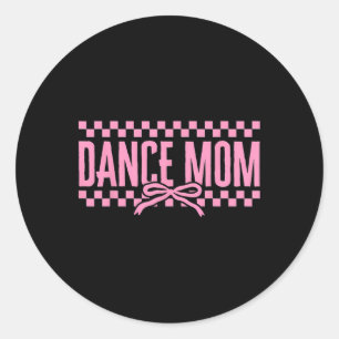 Retro Dance Mum Coquette Bow Chequered Dance Mama Classic Round Sticker