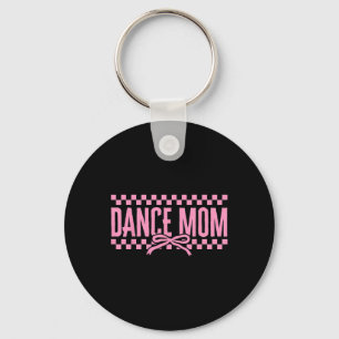 Retro Dance Mum Coquette Bow Chequered Dance Mama  Key Ring