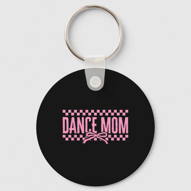 Retro Dance Mum Coquette Bow Chequered Dance Mama  Key Ring (Front)
