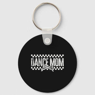 Retro Dance Mum Coquette Bow Chequered Dance Mama Key Ring