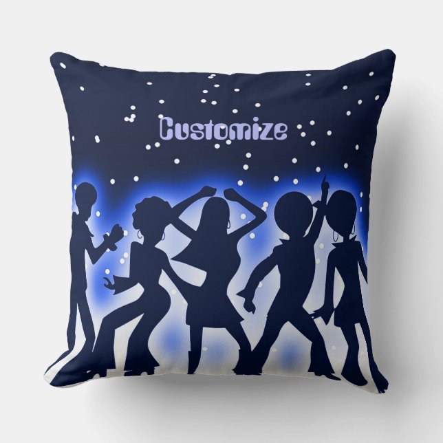 Retro Dance Party Blue Cushion (Front)