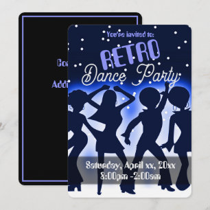 Retro Dance Party Blue Invitation