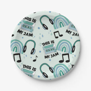 Retro Dance Party Music Pattern  Paper Plate