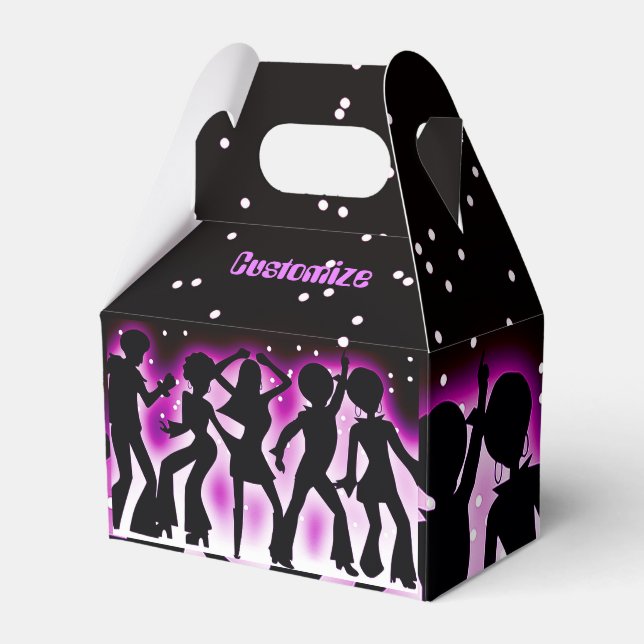 Retro Dance Party Pink Gable Favour Box (Front Side)
