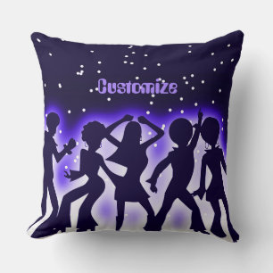 Retro Dance Party Purple  Cushion