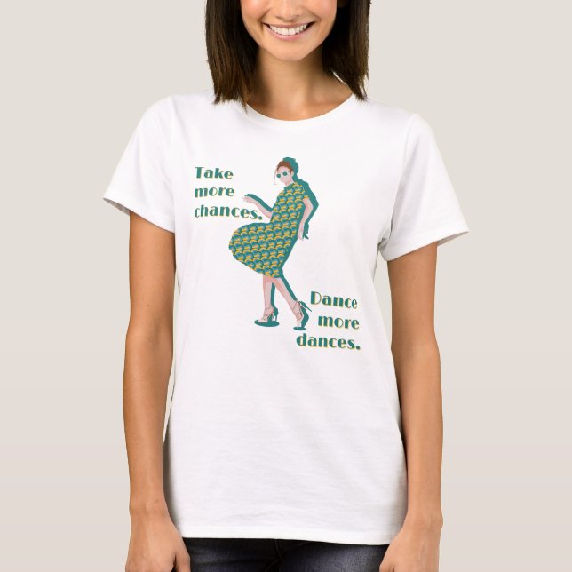 Retro Dancing Green Custom Text T-Shirt (Front)