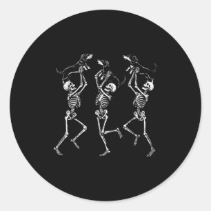Retro Dancing Skeletons Dachshund Cute Halloween D Classic Round Sticker