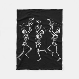Retro Dancing Skeletons Dachshund Cute Halloween D Fleece Blanket