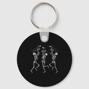 Retro Dancing Skeletons Dachshund Cute Halloween D Key Ring