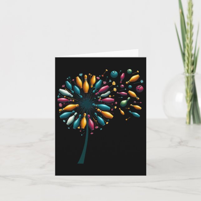 Retro Dandelion Bowling Pins Bowler Bowling Player Card (Front)