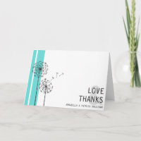 Retro Dandelions Blue Minimalist Thank You