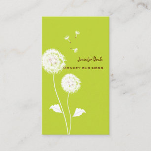 Retro dandelions/DIY background/Moss Green Business Card