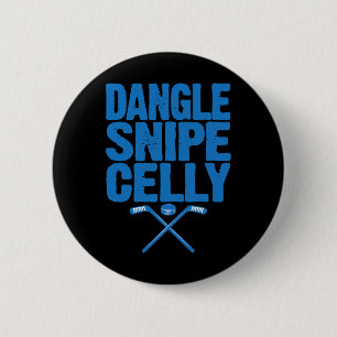 Retro Dangle Snipe Celly Quote - Ice Hockey Player 6 Cm Round Badge