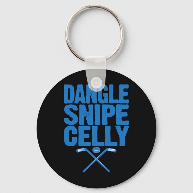 Retro Dangle Snipe Celly Quote - Ice Hockey Player Key Ring (Front)