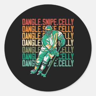 Retro Dangle Snipe Celly Winter Sports Ice Hockey Classic Round Sticker