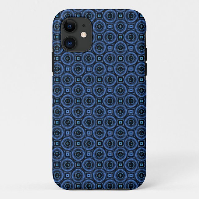 Retro Dark Blue Circles Abstract Case-Mate iPhone Case (Back)