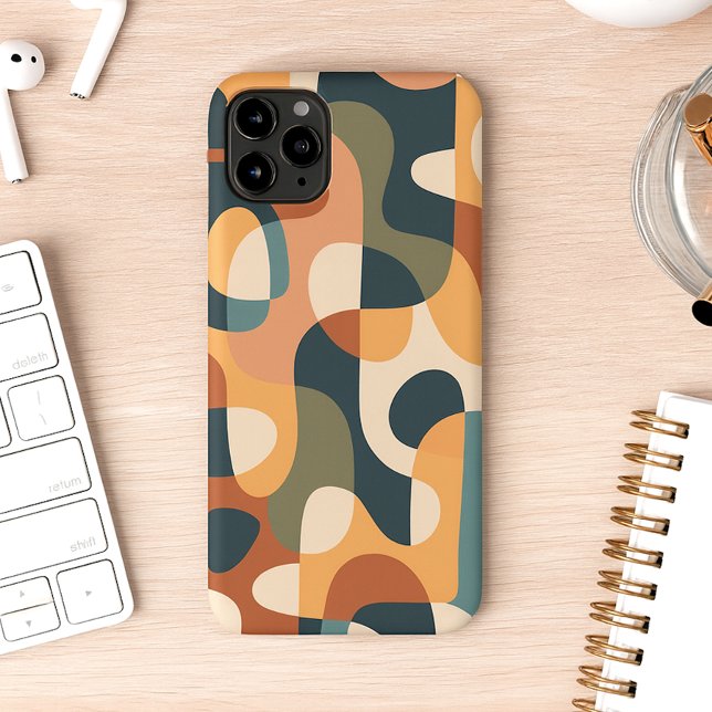Retro Dark Colours Amorphous Shapes Art Pattern iPhone Case (Creator Uploaded)