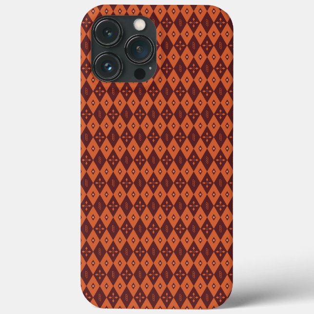 retro dark red compass rhombic pattern Case-Mate iPhone case (Back)