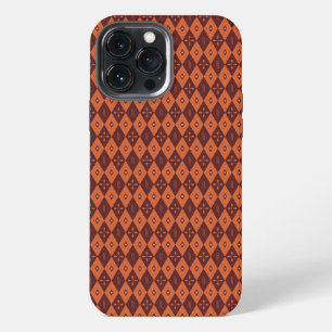retro dark red compass rhombic pattern iPhone 13 pro max case