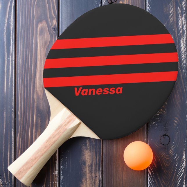 Retro Dark Three Stripes with Name Ping Pong Paddle (Creator Uploaded)