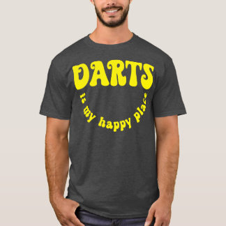 Retro Darts Is My Happy Place Darts Player  T-Shirt