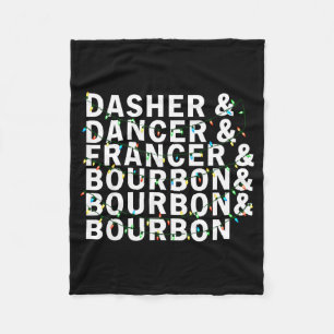 Retro Dasher Dancer Prancer Bourbon Christmas Funn Fleece Blanket