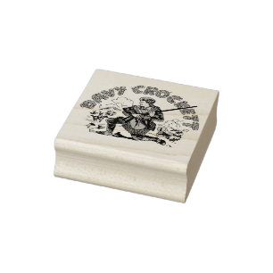 Retro Davy Crockett Wood Art Stamp