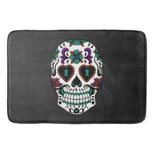 Retro Day of the Dead Sugar Skull Bath Mat