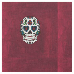 Retro Day of the Dead Sugar Skull Fabric