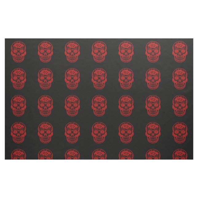 Retro Day of the Dead Sugar Skull Fabric (Fat Quarter)