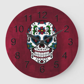 Retro Day of the Dead Sugar Skull Large Clock