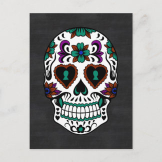 Retro Day of the Dead Sugar Skull Postcard