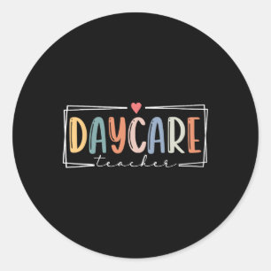 Retro Daycare Provider Teacher Back To School Classic Round Sticker