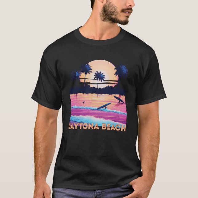 Retro Daytona Beach Florida Souvenir Surf T-Shirt (Front)