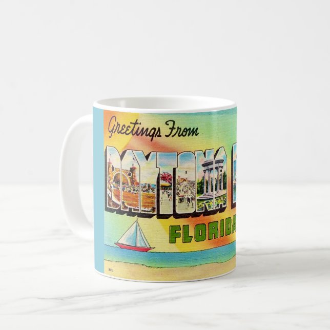 Retro Daytona Beach Postcard Mug (Front Left)