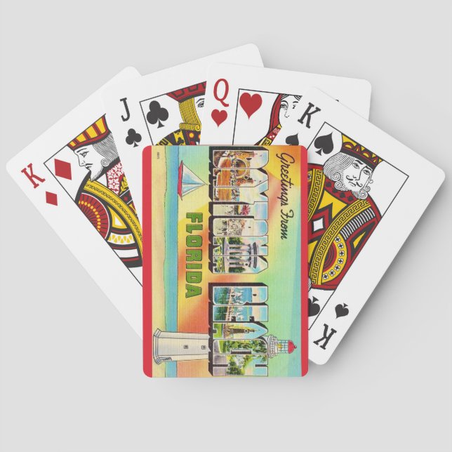 Retro Daytona Beach Postcard Playing Cards (Back)