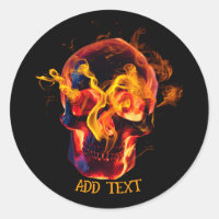 Retro Dead Burning skeleton Skull in Fire DIY Name