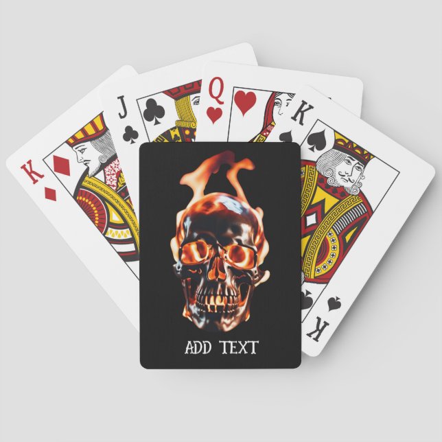 Retro Dead Burning skeleton Skull in Fire DIY Name Playing Cards (Back)