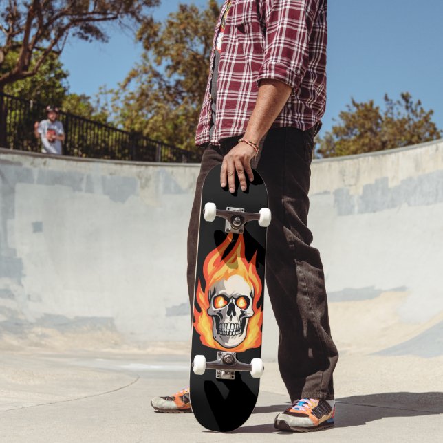 Retro Dead Burning skeleton Skull in Fire  Skateboard (Outdoor 2)