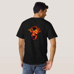 Retro Dead Burning skeleton Skull in Fire  T-Shirt