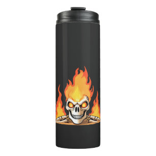 Retro Dead Burning skeleton Skull in Fire Thermal Tumbler