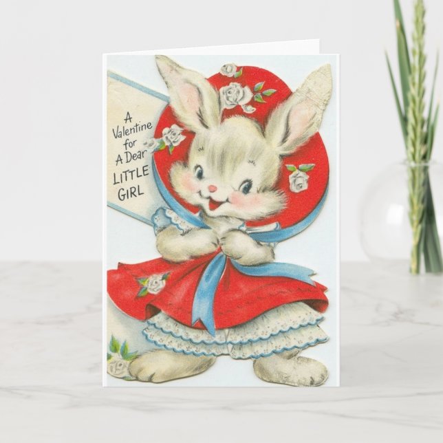 Retro Dear Little Girl Valentine's Day Card (Front)